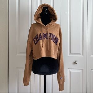 Champion Gold and Maroon cropped Hoodie Sweatshirt